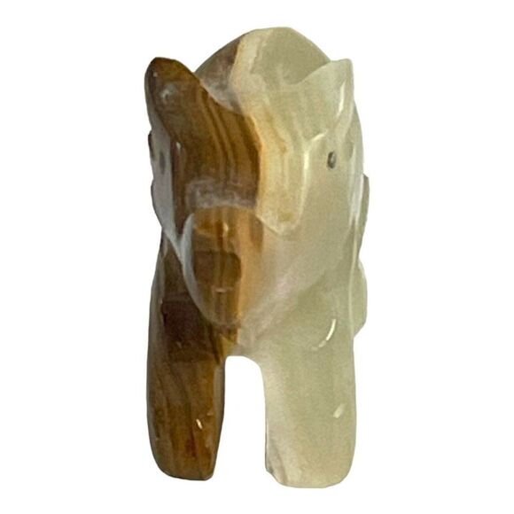 Vintage Onyx Stone Hand Carved Elephant Figurine Statue 2" Trunks Up Good Luck - Picture 2 of 8